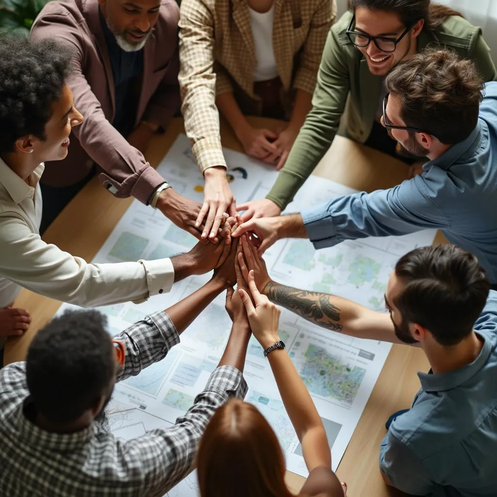 Team successfully collaborating on a project